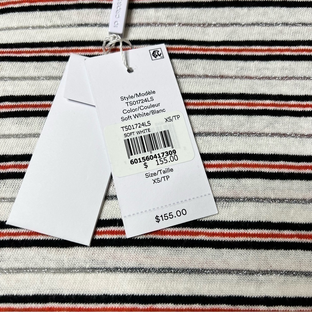 Derek Lam 10 Crosby Puff Shoulder Striped Long sleeve Top - Picture 10 of 11